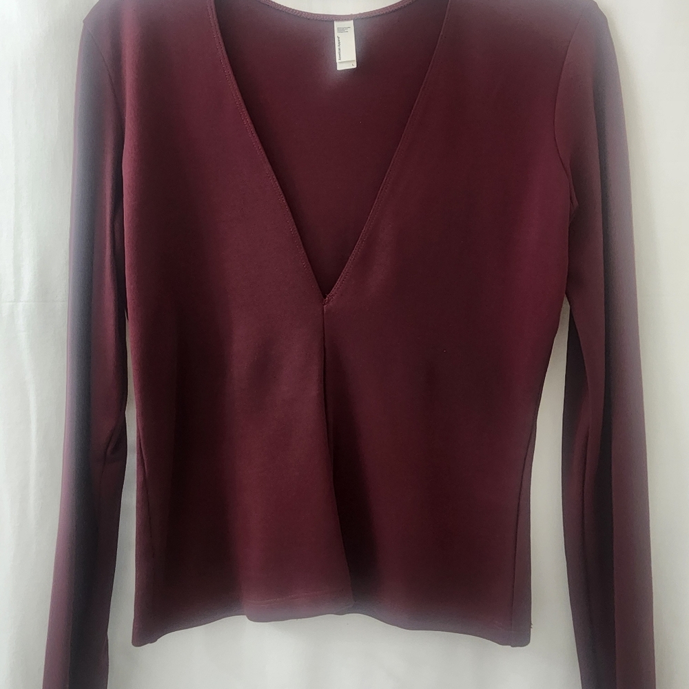 American Apparel Long Sleeve V Neck Crop Top